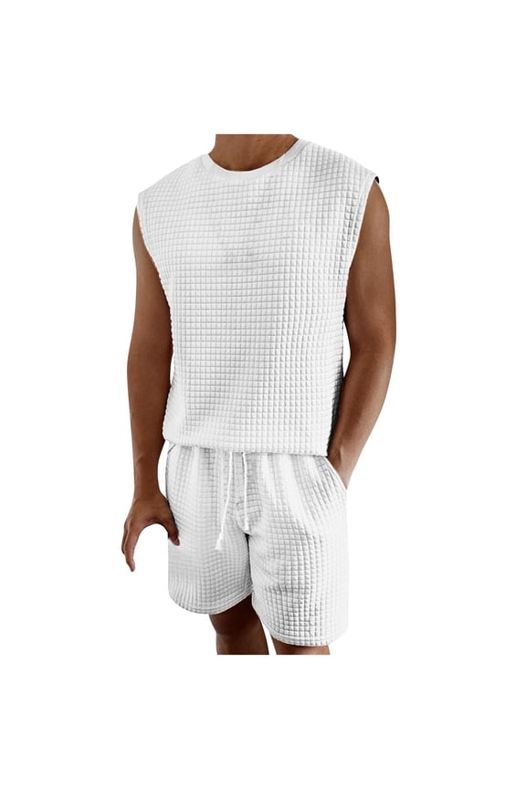 Suits for Men,Mens Casual Pants,Men Fashion Casual Solid Sleeveless Hoodless Casual Blouse And Pants Suit Set,Suit for Men