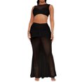 Suity Women 2 Piece Vacation Outfits Sheer Mesh Patchwork Tank Top and