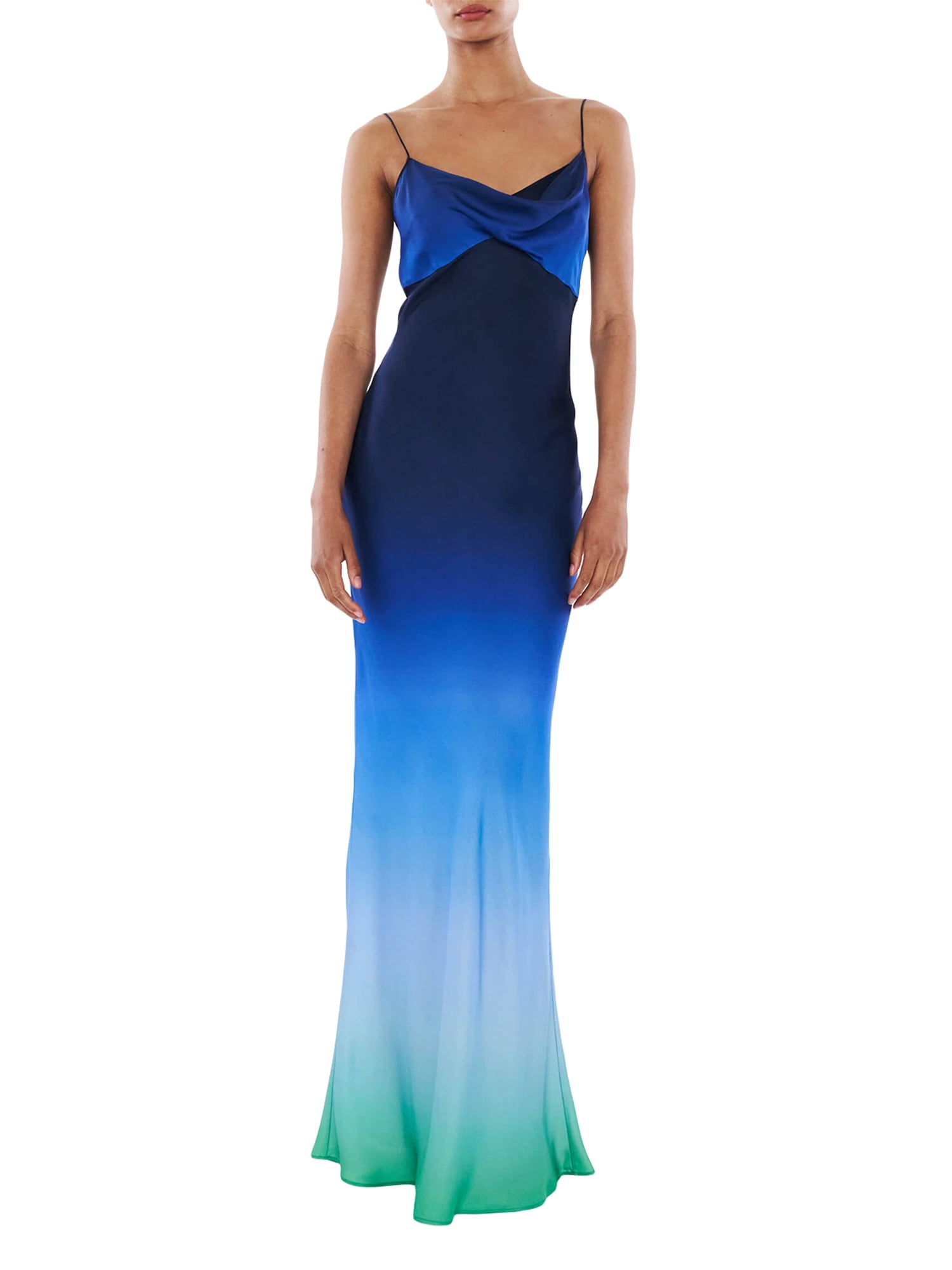 Suity Women's Summer Slip Dress Blue Gradient Print Spaghetti Strap ...