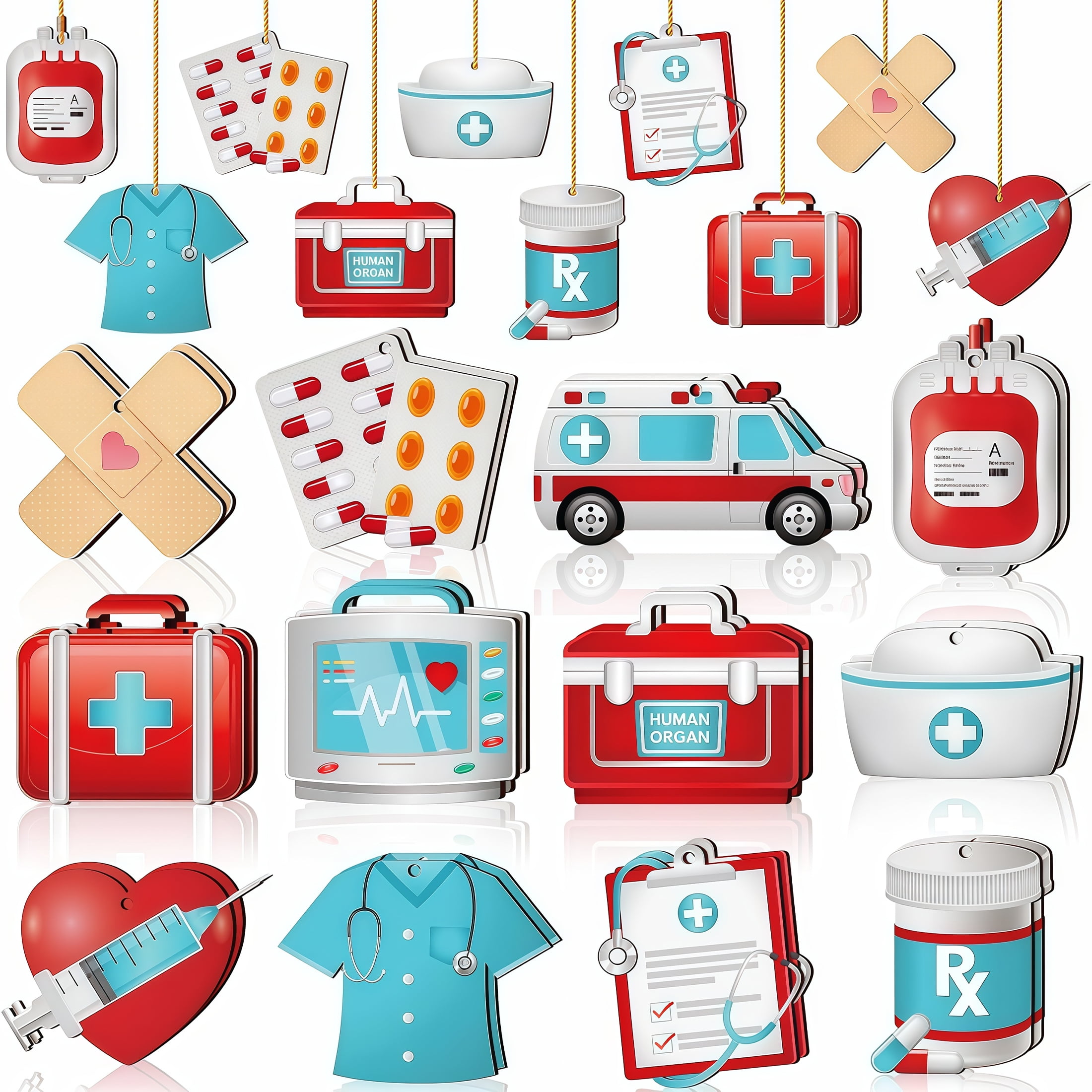 Health Science Decor Suizaomo 24pcs Nurse-Themed Wooden Hanging Decor Set - 12 Heartwarming ...