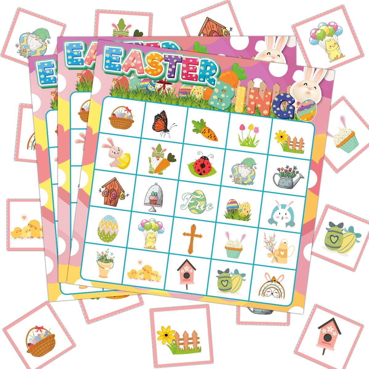 Suizaomo Easter Games for Party Easter Bingo Game for Kids with 24 Players Easter Party Supplies for Family Classroom Activities