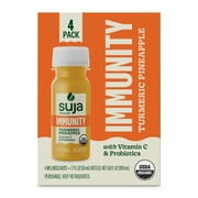 Suja Organic Immunity Turmeric Pineapple Wellness Shots, 1.7 fl oz Bottle, 4-Pack