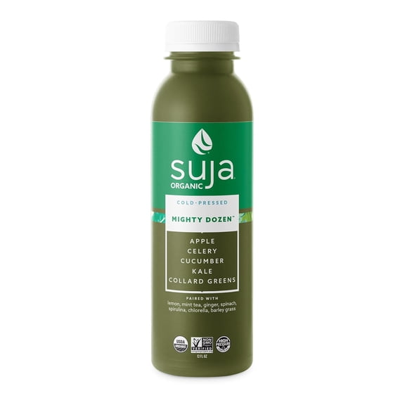 Suja Organic Mighty Dozen, Celery, Cucumber, Kale, Collard Greens, Apple, 12 Fl Oz Bottle