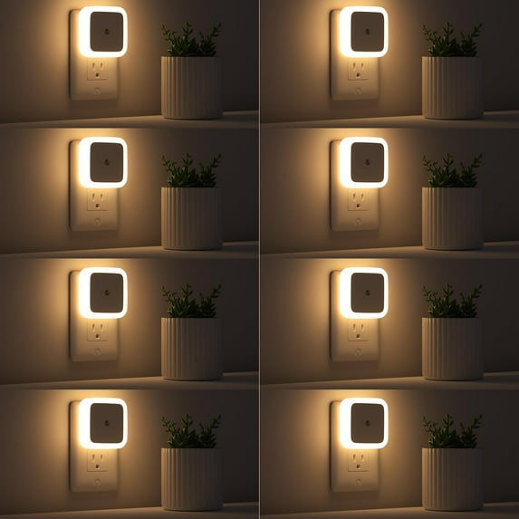 Sujeet Night Light, Night Lights Plug into Wall 8-Pack, Plug in Night Light, Dusk to Dawn Nightlight Led Night Lights for Bedroom, Bathroom, Hallway Warm White