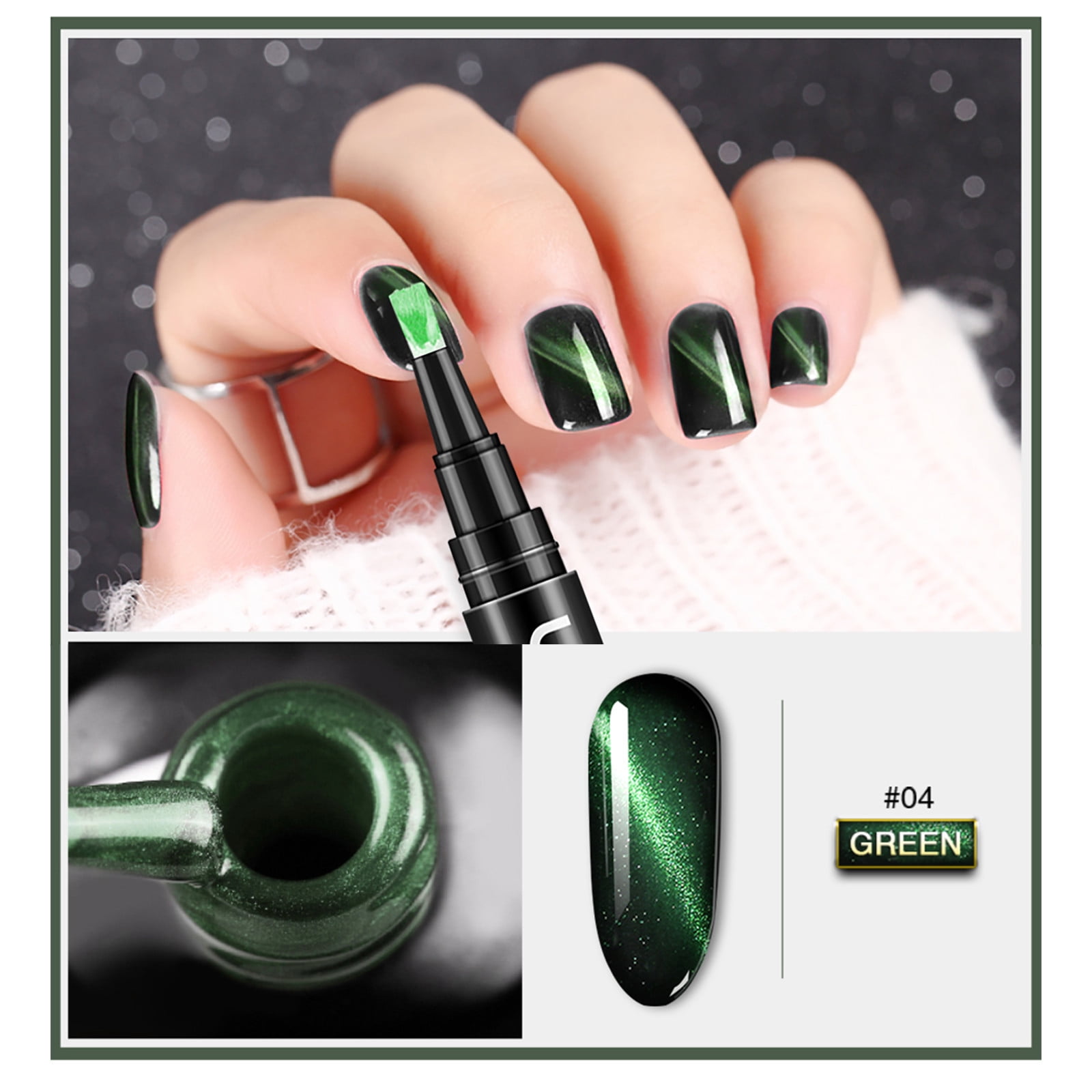 Sujito Clearance Nail Pen Eye Top Polish Cat for 1 Bright Coat Shiny