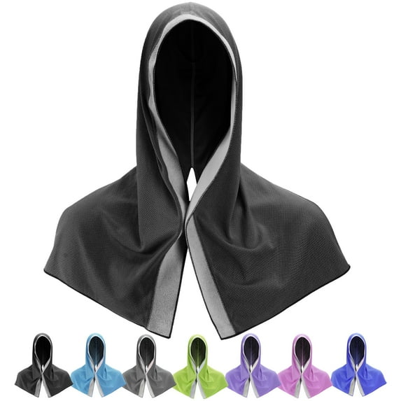Sukeen Cooling Hoodie Towel Non Slip Sticky Edge Cooling Towels for Neck and Face UV Protection Cooling Neck Wraps Sweat Towel Breathable for Sport Gym