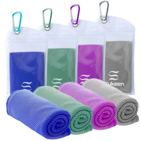 Sukeen Cooling Towel (40"x12") Ice Towel, 4 Packs Cooling Towels for Neck Face, Soft Breathable Chilly Towel, Microfiber Towel for Yoga, Sport, Running, Gym, Workout,Camping, Fitness &More Activities