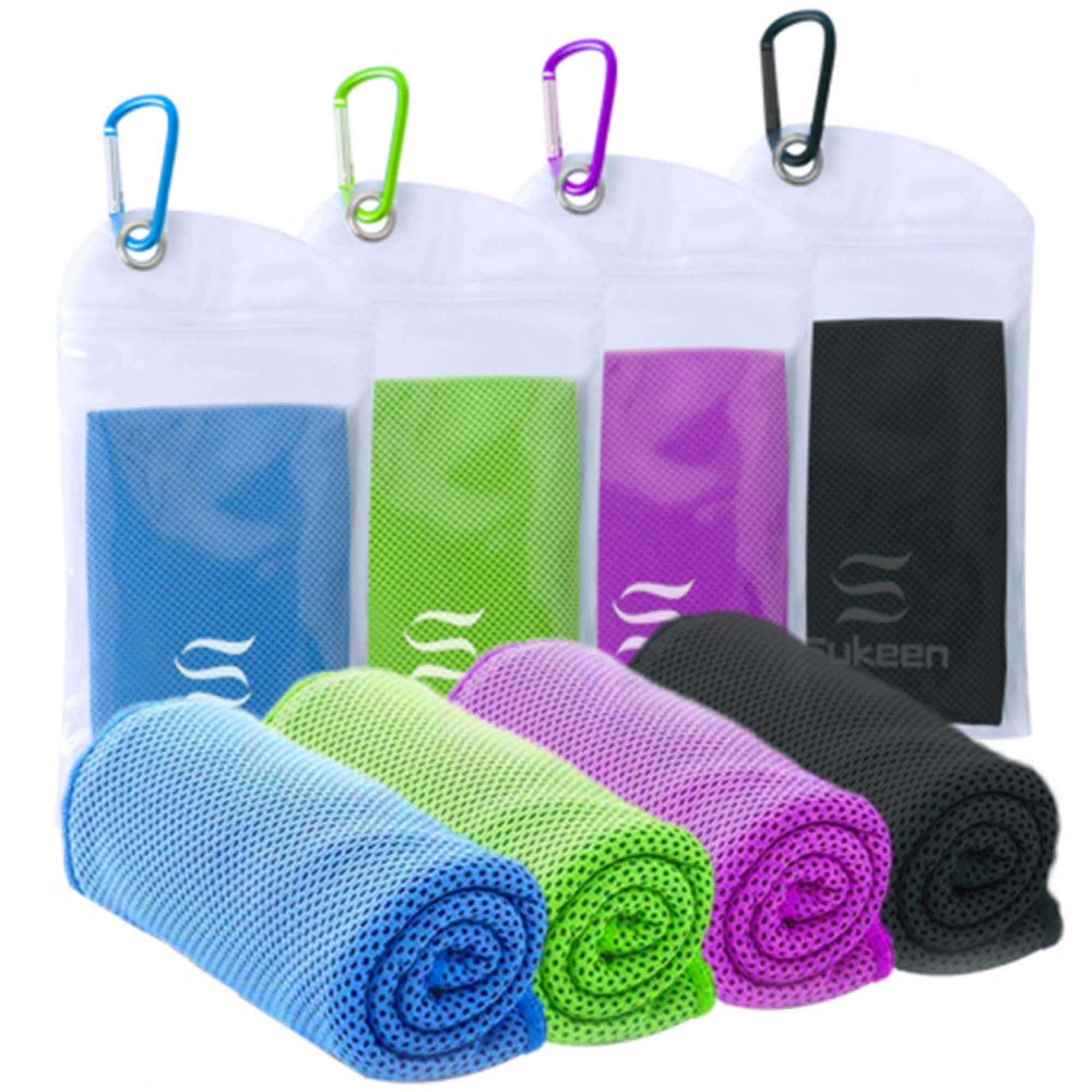 Sukeen Cooling Towel (40"x12") Ice Towel, 4 Packs Cooling Towels for