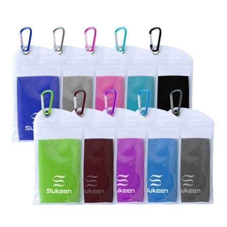 Sukeen Solid Print Cooling Towels & Washcloths, Multicolor, 10 Count