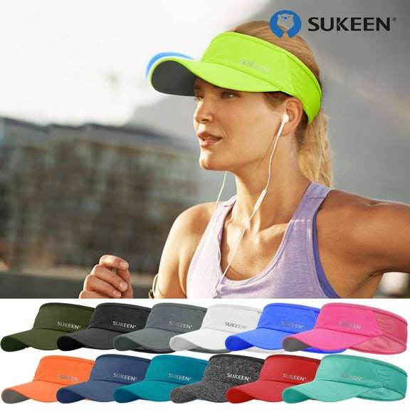 Sukeen Sport Sun Visor Men Women Breathable Cooling Stretchy Visor Hat Fluorescent Yellow