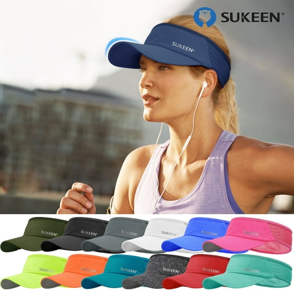 Sukeen Sport Sun Visor Men Women Breathable Cooling Stretchy Visor Hat Navy Blue