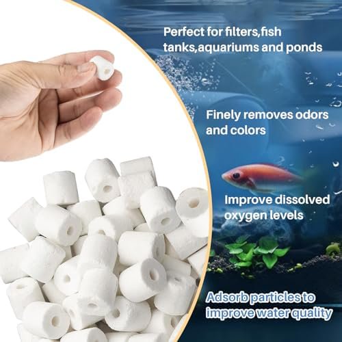 Sukh 3 Bags Ceramic Rings for Aquarium Filter - 425g Bio Ceramic Media Balls Replacement Biological Material Remover for Aquarium,Fish Tank,Pond,Canister Filter with 3 Mesh Bags