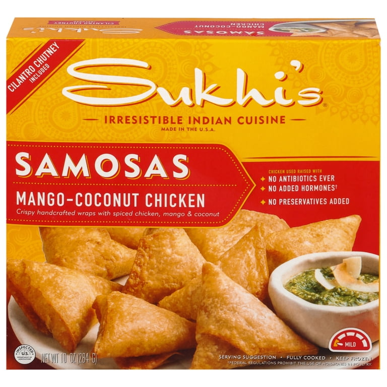 Sukhi's Chicken Mango Coconut Samosa Frozen Appetizer with