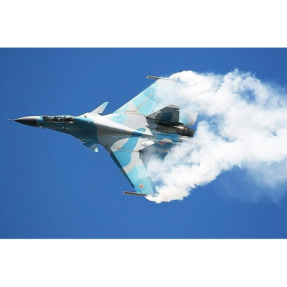 Sukhoi SU-30 / SU-30MK Fighter Aircraft Style - B - 12x18 Inch Laminated Aviation Poster - Stunning Detail and Bold Colors