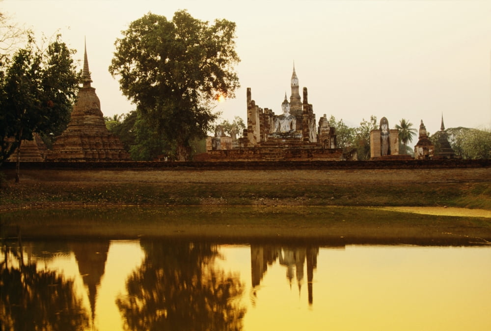 Sukhothai Historical Park In Thailand Canvas Art - Bilderbuch Design Pics (18 x 12)
