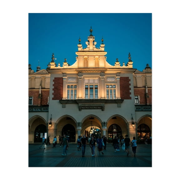 Sukiennice, Kraków - Kraków Małopolskie Poland Photography Architecture Nightlife City Travel Poster Street Photography Unframed Wall Art Print 12 x 16 inches