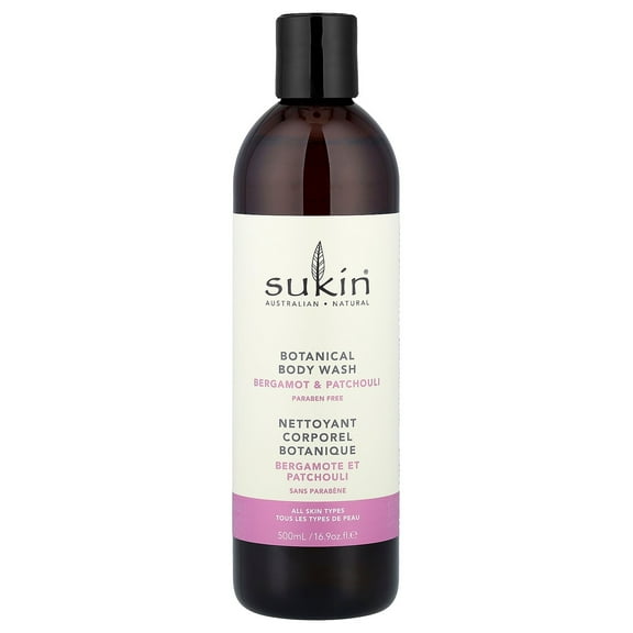 Sukin Botanical Body Wash, All Skin Types, Bergamot & Patchouli, 16.9 oz (500 ml)