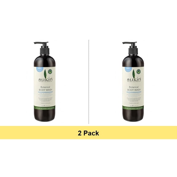 Sukin Natural Botanical Body Wash, Lime and Coconut, 16.9 Oz - 2 Pack