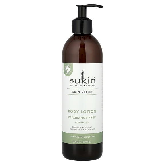 Sukin Skin Relief, Body Lotion, Sensitive, Distressed Skin, Fragrance Free, 16.91 fl oz (500 ml)