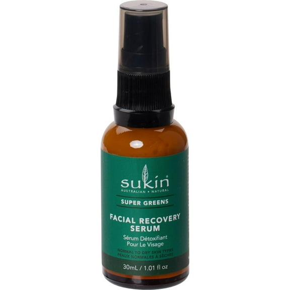 Sukin Super Greens Facial Recovery Serum, 1.01 Oz