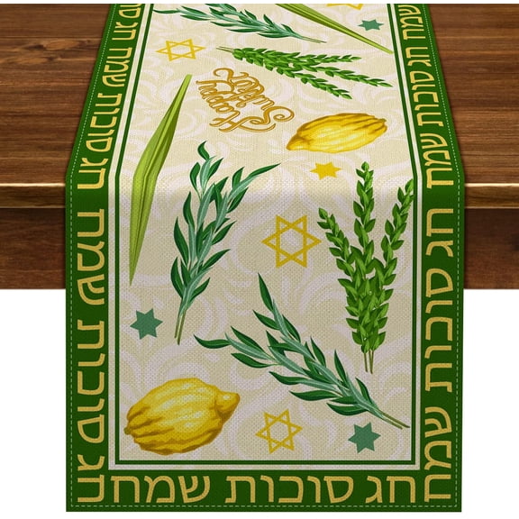 Sukkot Table Runner Sukkah Decorations Etrog Lulav Jewish Party Supply Kitchen Dining Room Table Decor 72inches
