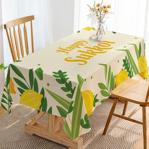 Sukkot Tablecloth Sukkah Decoration Etrog Lulav Jewish Holiday Supplies Rectangular Kitchen Dining Room Home Table Cloth 60×102inches