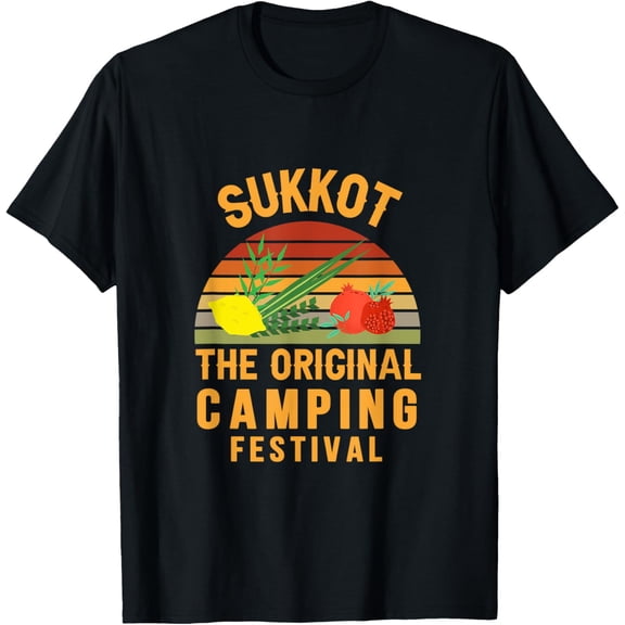 Sukkot The Original Camping Festival Sukkah Lulav Etrog T-ShirtMen and women, Black T-shirt, size: Extra large