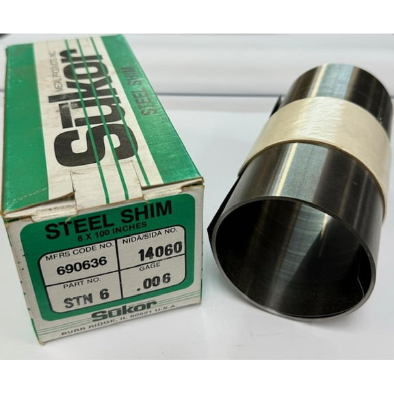 Sukor Steel Shim Stock Roll .006 in,  14060 Steel, 0.006 in x 100 in x 6 in - 1 RL (690636)