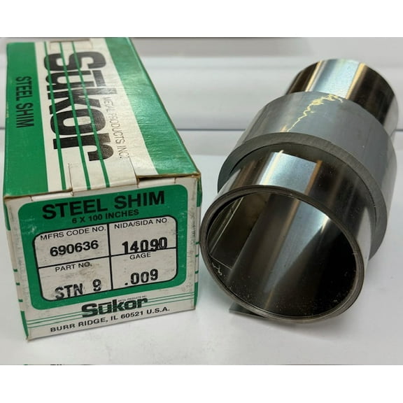 Sukor Steel Shim Stock Roll .009 in, 14090 Steel, 0.009 in x 100 in x 6 in - 1 RL (14090)