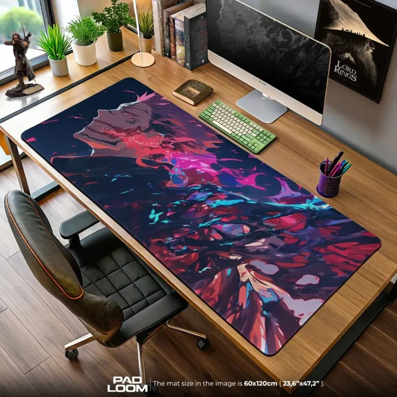 Sukuna Cursed Flames Mouse Pad, Jujutsu Kaisen Gaming Desk Mat, Anime Manga Artwork, Large Computer Desk Pad, Gamer Setup Accessory