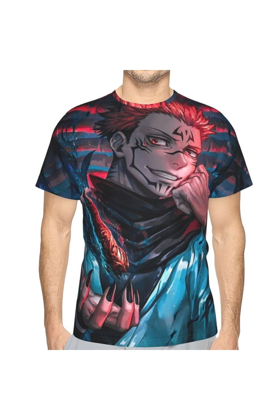 Sukuna Jujutsu Kaisen Men's T-Shirt Slim Fit Short Sleeve Shirts Casual Graphic Tees Tops