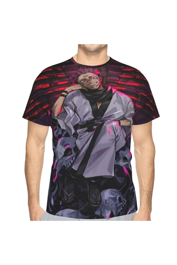 Sukuna Jujutsu Kaisen Men's T-Shirt Slim Fit Short Sleeve Shirts Casual Graphic Tees Tops