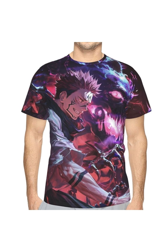 Sukuna Jujutsu Kaisen Men's T-Shirt Slim Fit Short Sleeve Shirts Casual Graphic Tees Tops