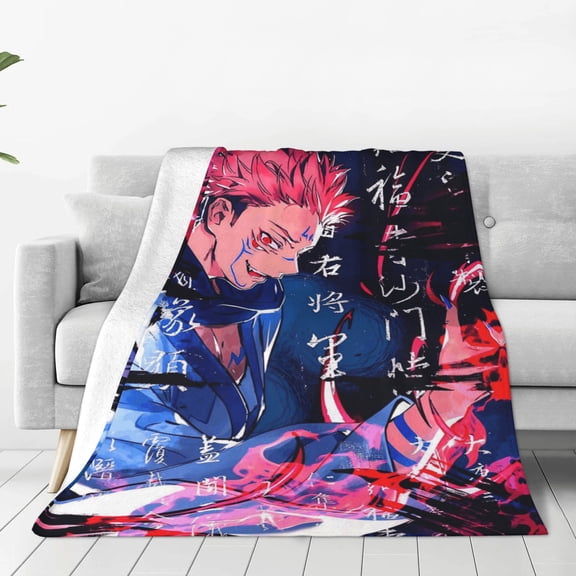 Sukuna Jujutsu Kaisen Soft Micro Fleece Cozy Throw Blanket Lightweight Fuzzy Flannel Blankets Sofa Decor Gifts