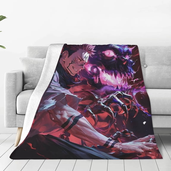 Sukuna Jujutsu Kaisen Soft Micro Fleece Cozy Throw Blanket Lightweight Fuzzy Flannel Blankets Sofa Decor Gifts