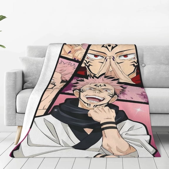 Sukuna Jujutsu Kaisen Soft Micro Fleece Cozy Throw Blanket Lightweight Fuzzy Flannel Blankets Sofa Decor Gifts