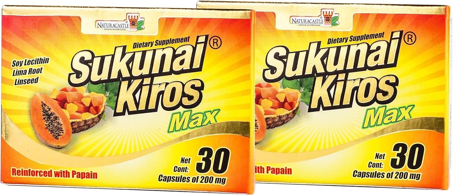 Sukunai Kiros Max Dietary Supplement – Flaxseed, Soy Lecithin & Omega-3 – Weight Management Support – 2 Pack (30 Capsules Each)