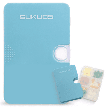 Sukuos Daily Use Slim Pill Organizer 1 Pack, Easy to Open 6 Compartments, Large Capacity Portable Travel Pill Box, Pill Dispenser, Medicine Container & Vitamin Holder