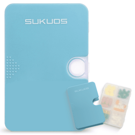 Sukuos Slim Daily Pill Organizer, 6 Easy Open Compartments, 1 Pack