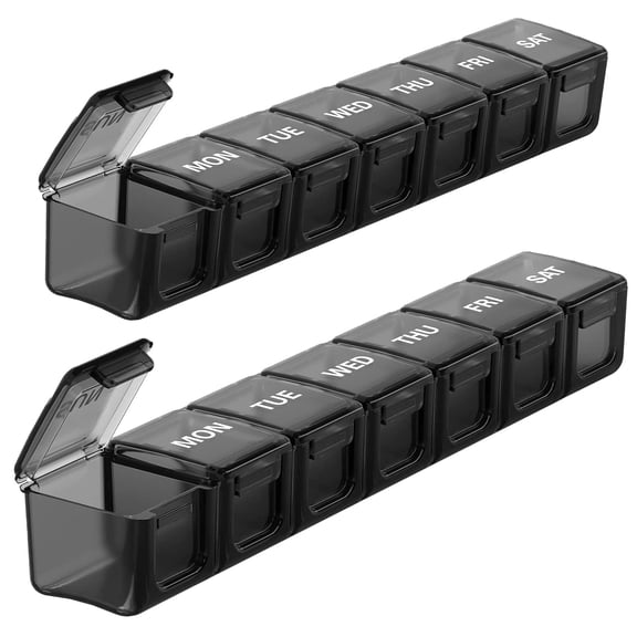 Sukuos Pill Organizer Set, Extra Large Weekly Medicine Box for Vitamins and Supplements, 2 Pieces