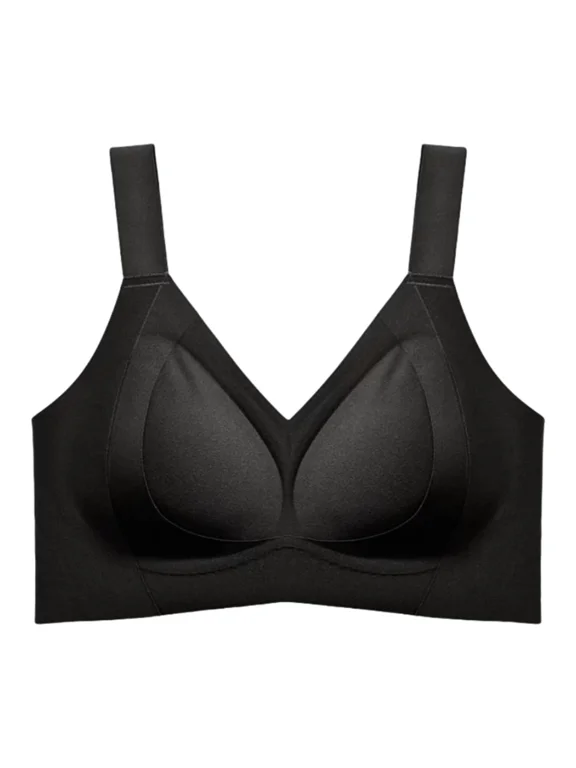 Nora Wireless Support Bra for Women, Full Coverage Everyday Comfort Bra with Wide Straps and Smoothing Wings - Black / 4XL (44C–44DD)