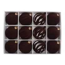 Sulaicai 12 Pcs Velvet Christmas Ornaments for Xmas Tree - Xmas Ball Ornament for Indoor Holiday Decor - Shatterproof Christmas Bulbs Ornaments, 60mm 2.4 Inch (Coffee)