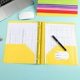 thumbnail image 1 of Sulaicai 1Pcs Plastic Folders with Pockets, Durable Heavy Duty File Folders with Business Card Slot, 2-Pocket Folder for Home Office Supplies - Yellow, 1 of 5