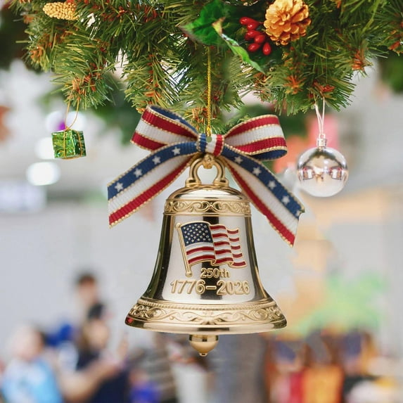 Sulaicai 1Pcs USA 250th Anniversary Liberty Bell Ornament, 2D Acrylic Commemorative Guardian Doorbell Hanging Ornament, Hanging Decor for Collectors Patriotic Christmas Tree, 3.1x2.6 Inch