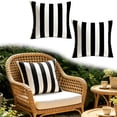thumbnail image 1 of Sulaicai 2 Pack Black Cabana Stripe Decorative Throw Pillow, 18x18 Inch Outdoor Waterproof Modern Minimalist Cushion for Sofa Patio Backyard Home Decor, 1 of 7