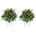 thumbnail image 1 of Sulaicai 2 Pack Lighted Artificial Christmas Planter Filler, Pre-lit Xmas Pine Trees with Cones, Golden & Red Berries, 20 LED Lights, Outdoor Light Up Planter Filler Holiday Home Decor, 1 of 6