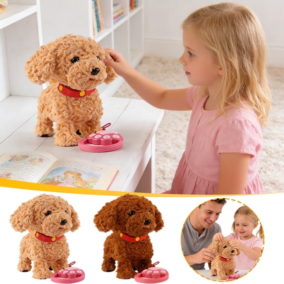 Sulaicai 2 Pack Robot Dogs Realistic, Wuffy Realistic Interactive Walking Plush Robot Dog Toy - Touch Sensing, Voice Mimic, Licking Motion, Leash Remote, Battery Powered (Brown+Coffee)