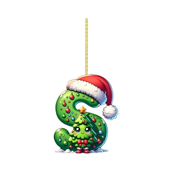 Sulaicai 26 Letter Ornaments Christmas Tree Decoration - 2D Acrylic Personalized Christmas Letter Christmas Tree Hanging Pendant Xmas Alphabet Letters for Christmas Tree Ornaments (S)