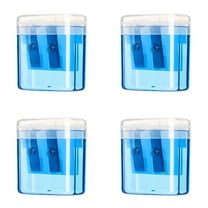 Sulaicai 4 Pcs Pencil Sharpeners, Pencil Sharpeners Manual with Lid, Dual Holes Compact Colored Handheld Pencil Sharpener for Home Office - Blue