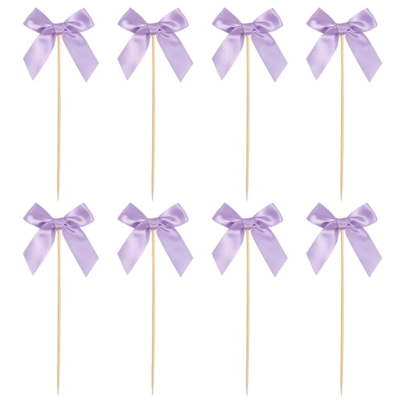 Sulaicai 8Pcs Purple Bow Cupcake Toppers, Coquette Cake Decorations Birthday, Bridal Shower, Baby Shower, Wedding, Bachelorette Party Girl-Themed Celebrations